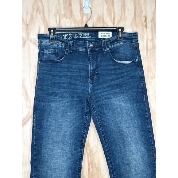 TK Axel Slim Boot Jeans Men’s 36x32 Bushnell Dark Wash Stretch Denim Western - Picture 3 of 8
